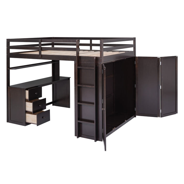Loft Bed With Drawers, Desk, And Wardrobe