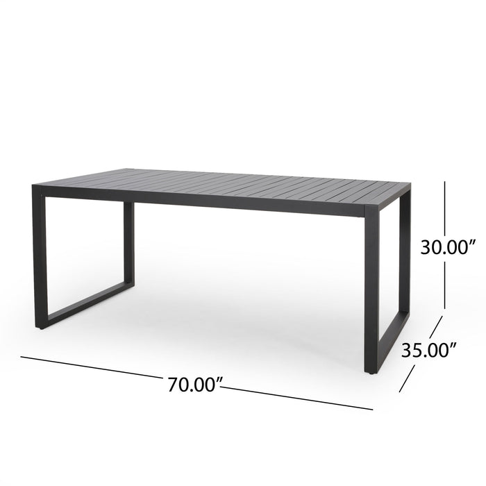 Modern Outdoor Aluminum Rectangular Dining Table With Slatted Top