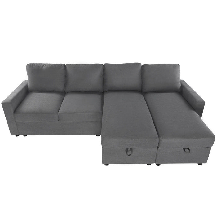 Convertible Sectional Sofa With Storage Chaise Lounges And USB Ports