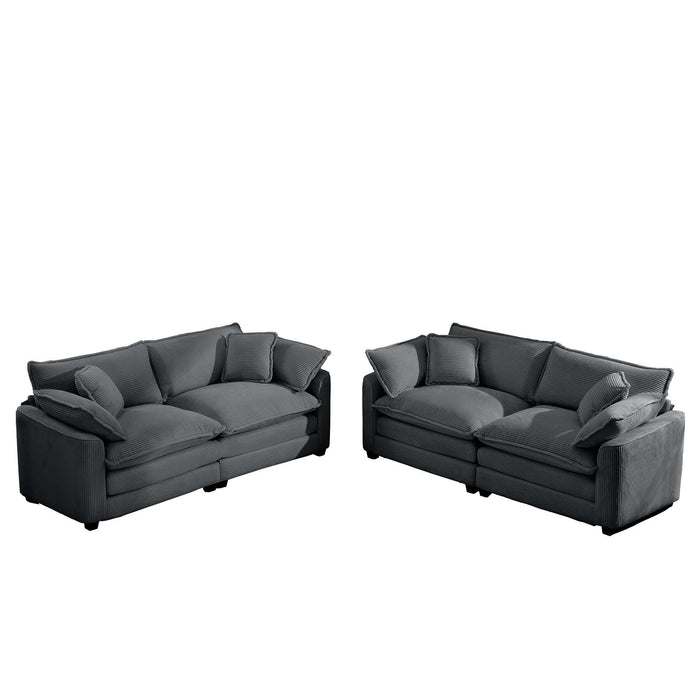 Elegant Corduroy Oversized Sectional Sofa Set With Deep Seats And Flexible Layout