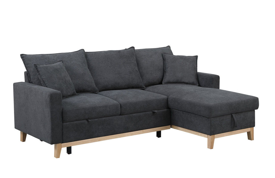 Colton - Reversible Sleeper Sectional Sofa With Storage Chaise - Dark Gray