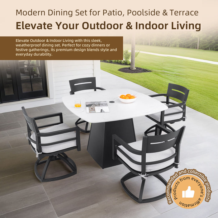 Rounded Square Outdoor Pedestal Dining Table