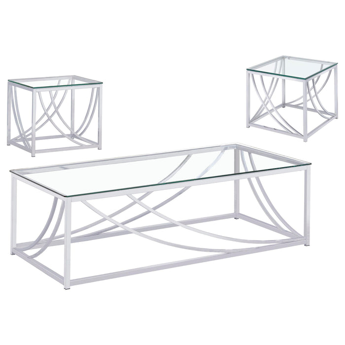 Kempton - 3 Piece Coffee And End Table Set - Chrome