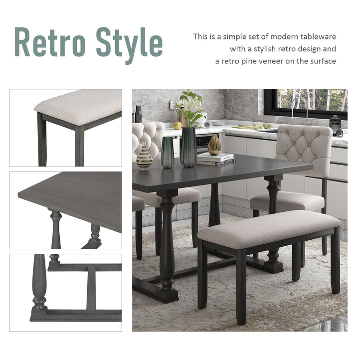 6 Piece Dining Set Retro Style
