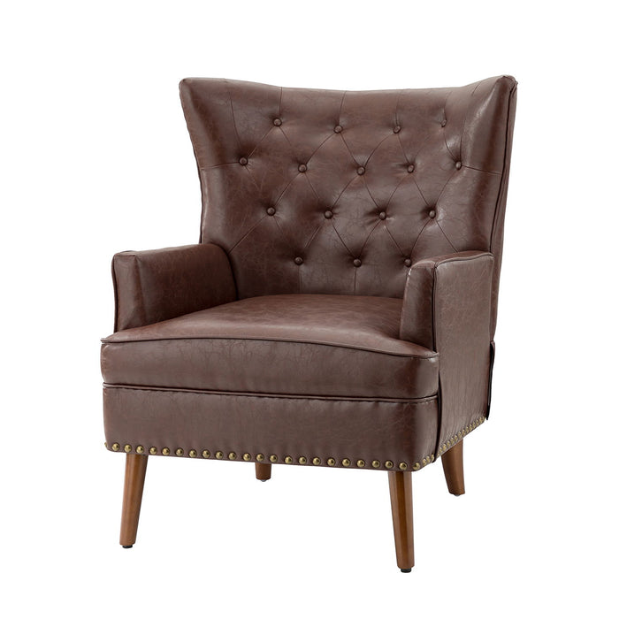 Thessaly Vegan Leather Armchair - Brown
