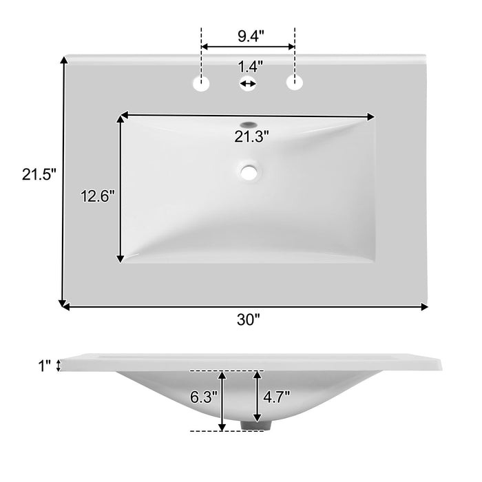 Bathroom Vanity With Handwoven Rattan Doors, Resin Basin - Natural Wood