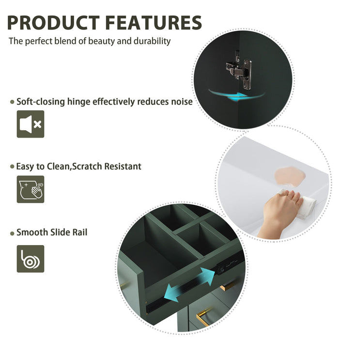 Ceramic Sink Combo, Freestanding Vanity Set With 3 Drawers & Soft Closing Doors