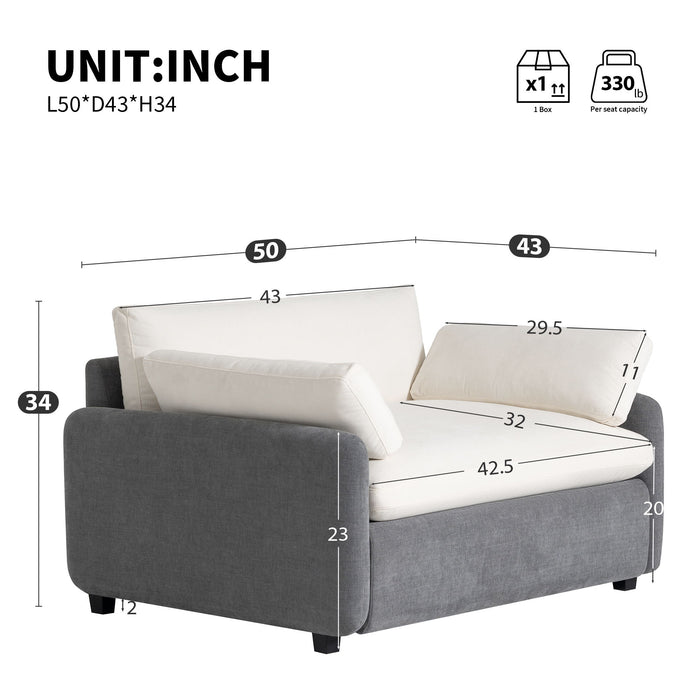 Oversized Single Sofa Chair Wide And Deep Seat, Modern Upholstered Comfy Blocking Couch Lounge With Pillows