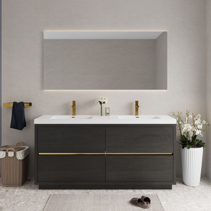 Bathin Freestanding Bathroom Vanity With Double Sinks, Bathroom Storage Vanity Cabinet With Stone Resin Countertop And Soft Close Drawers