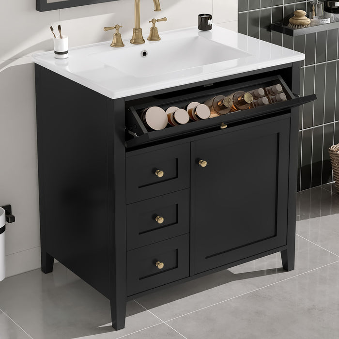 Modern Bathroom Vanity With Sink, 3 Drawers And Adjustable Shelf