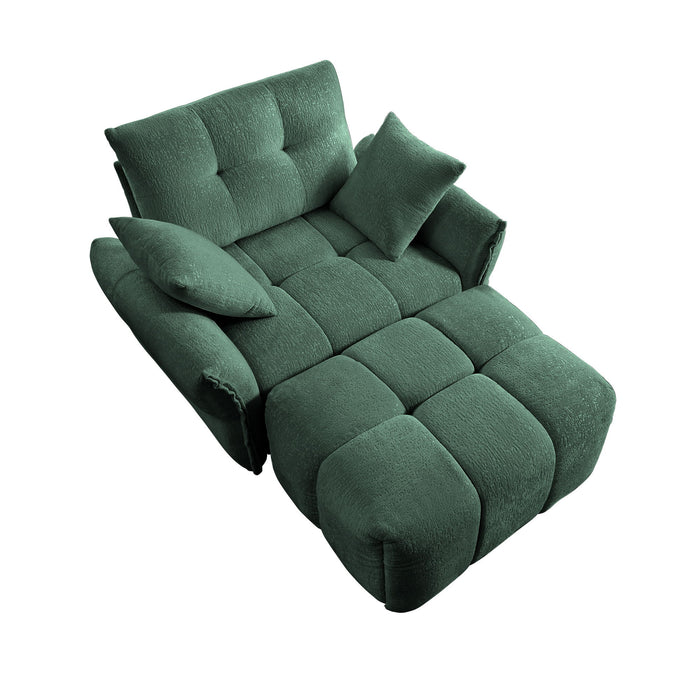 Ergonomic Single Seater Sofa With Ottoman, High Resilience Support Cushions