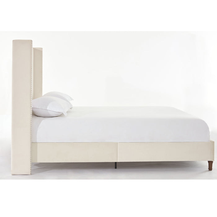 Peyton - Upholstered Bed With 54" High Headboard, Traditional Hand Buttoned Tufting