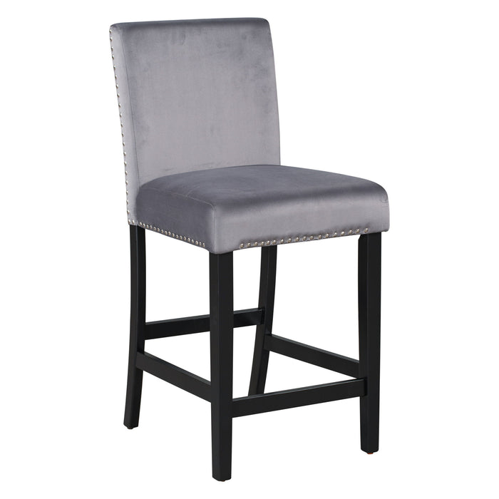 5-Piece Counter Height Dining Table Set With One Faux Marble Top Dining Table And Four Velvet Upholstered Chairs