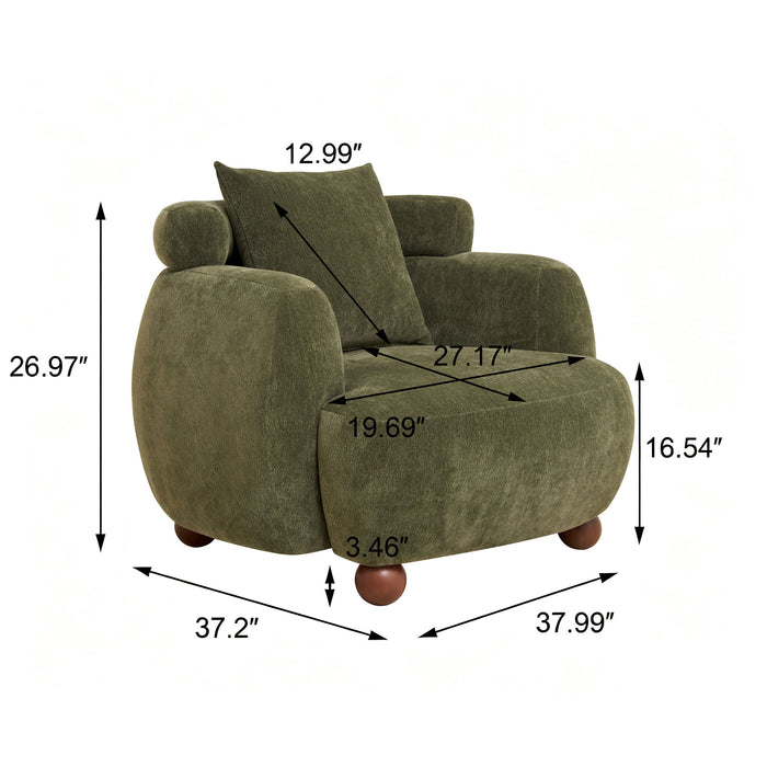 Clubchair, Bucket Chair, Decorative Sofa With Pillow, For Living Roon - Olive Green