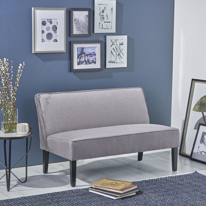 Contemporary Loveseat With Upholstered Fabric And Birch Wood Legs