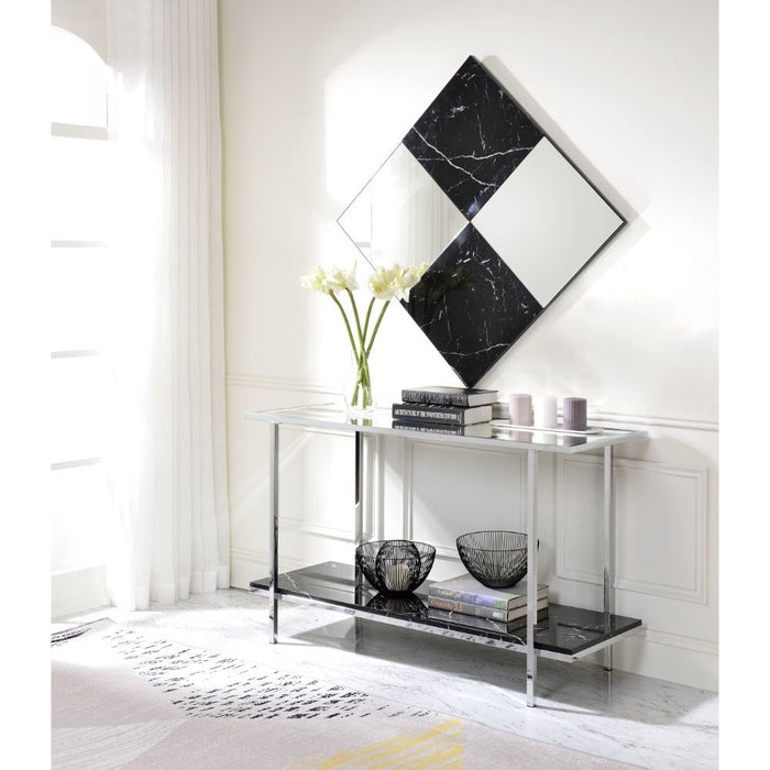 Angwin - Accent Mirror - Mirrored & Faux Marble Top