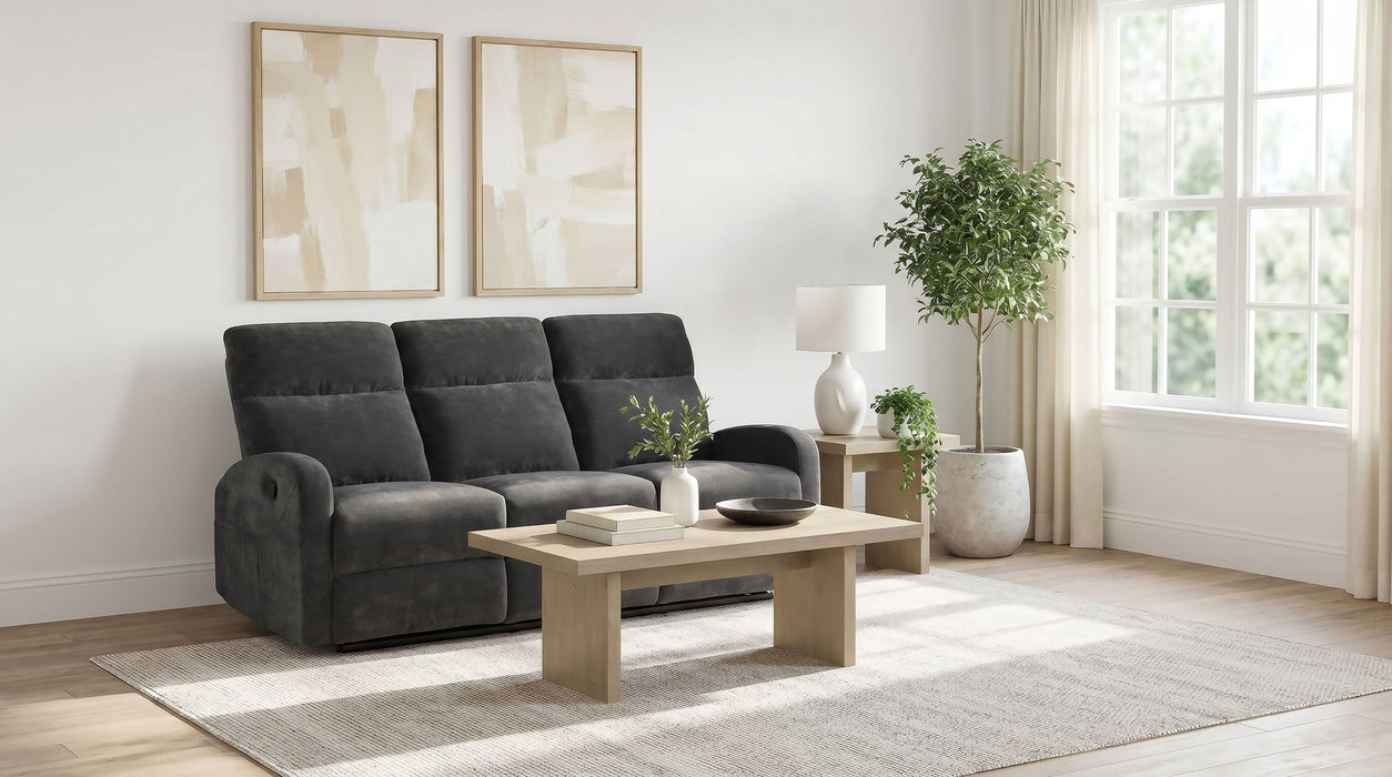 Hamilton Chenille Manual Reclining Sofa Charcoal Grey