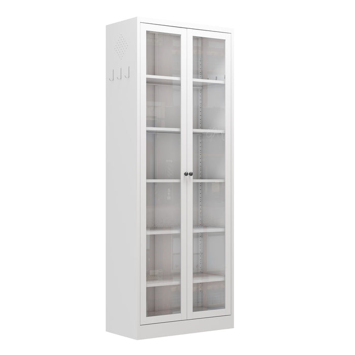 Industrial Metal Kitchen Pantry Cabinet With Adjustable Shelves - White