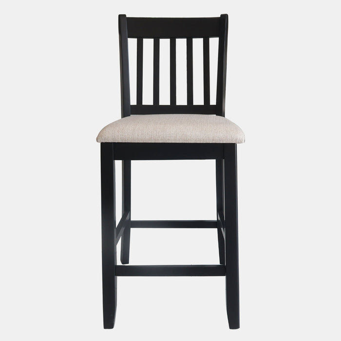 Transitional Rubberwood Dining Room Chairs (Set of 2) With Slatted Back - Black