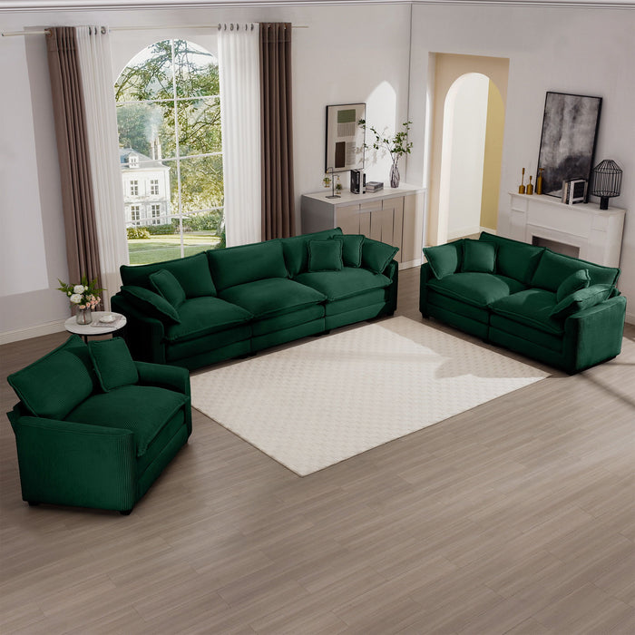 Elegant Corduroy Oversized Sectional Sofa Set With Deep Seats And Flexible Layout