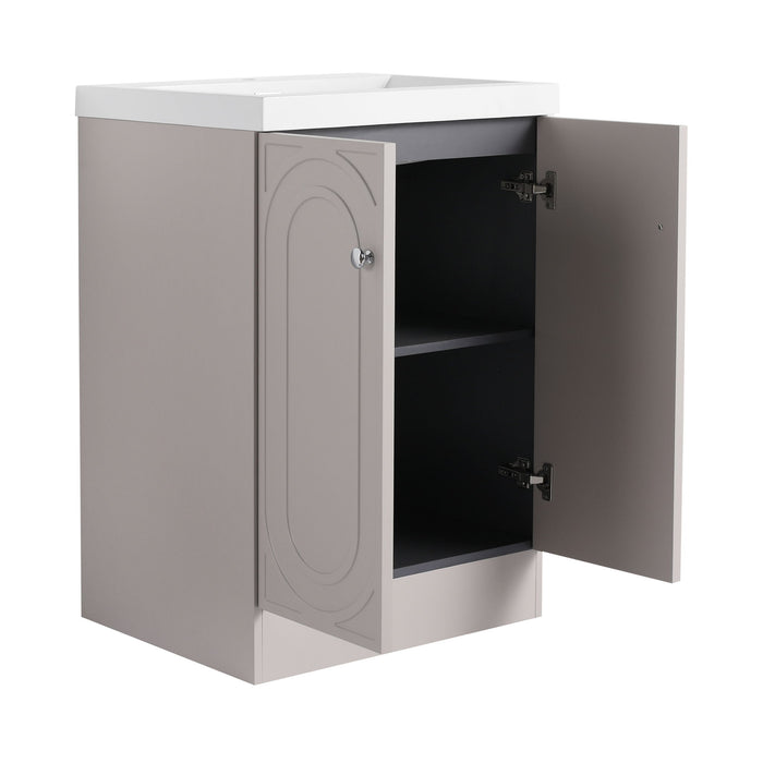 Contemporary Freestanding Bathroom Vanity With Resin Sink & Soft-Close Cabinet Doors