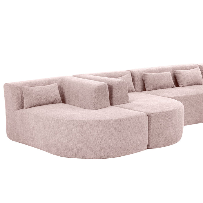 Upholstered Sofa Free Combined Sofa Couch With 2 Chaise Lounge And Five Back Pillows For Living Room