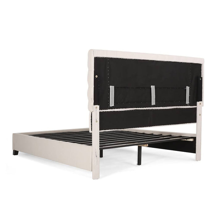 Cumulus - Fully Upholstered Fabric Queen Bed Set - Ivory