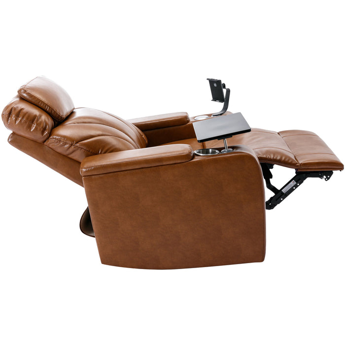 Power Motion Recliner Electric Power Recliner With USB Charging Port, Hidden Arm Storage, Convenient Cup Holder And Bluetooth Speaker