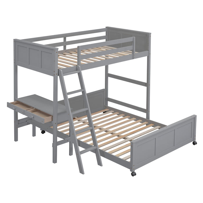 Full Over Full Bunk Bed With Desk