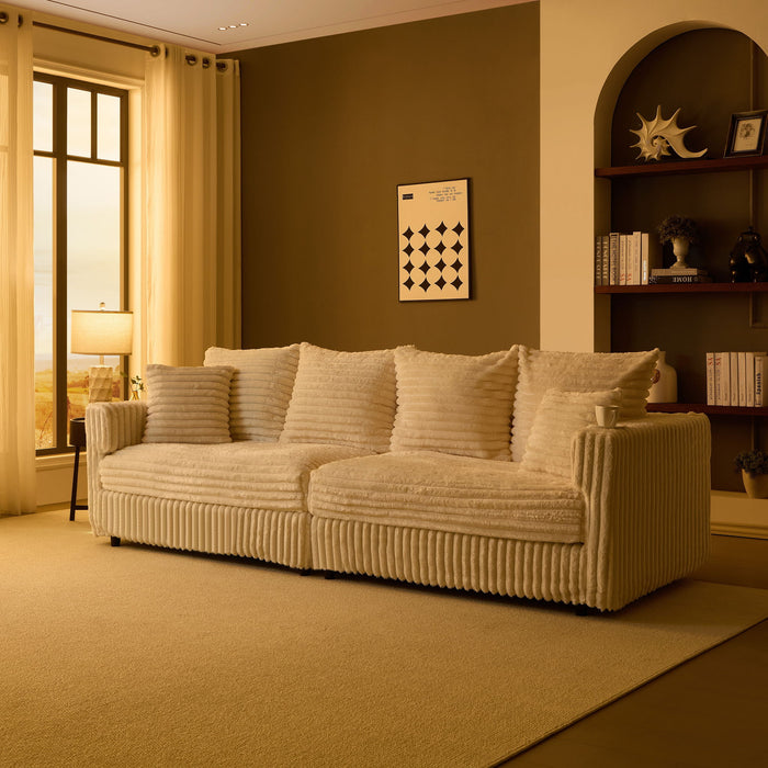 Modern Comfy Upholstered 4 Seat Sofa Cloud Couch,Deep Seat With Soft Pillows