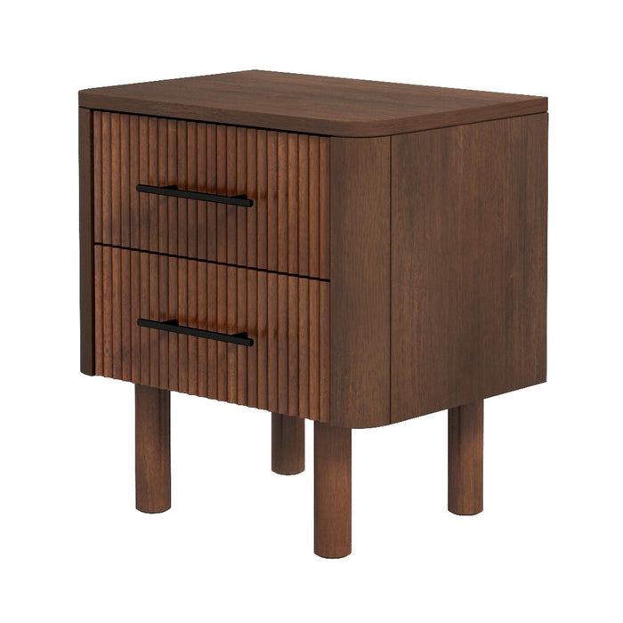 Logan - Mid-Century Modern Nightsd Bed Side Tables With 2 Drawers - Brown