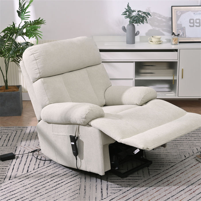 Oversized Power Lift Recliner Chai With Remote Control, Side Pocket, Spacious Seat