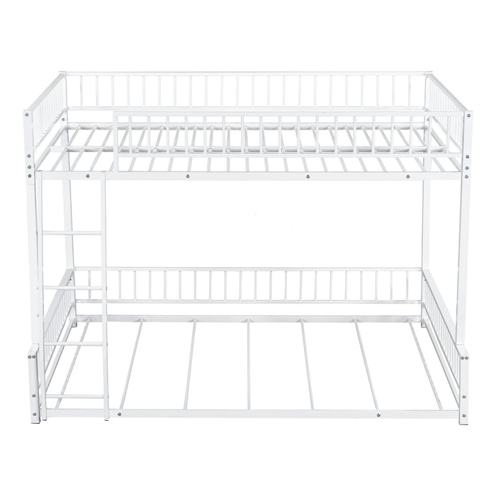 Bunk Bed Frame With Ladder And Safety Guardrails
