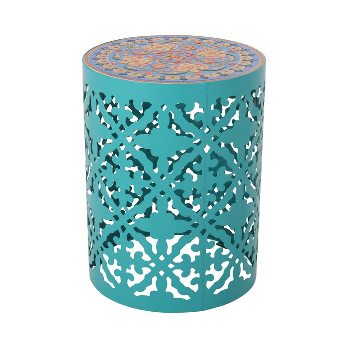 Airy - Outdoor Side Table With Lace Cut Design And Metal Frame