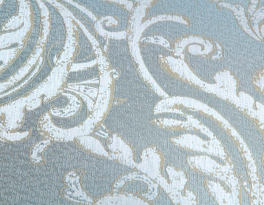 Qunsia - Sofa With 5 Pillows - Light Gray Linen & Champagne