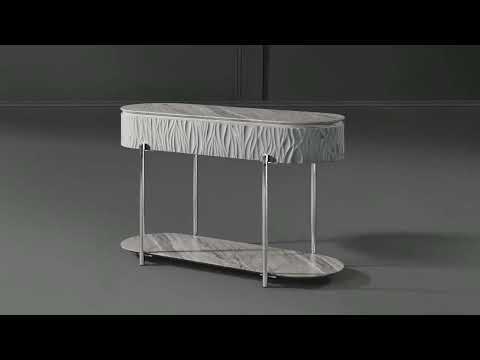 Yukino - Coffee Table - Gray High Gloss & Chrome