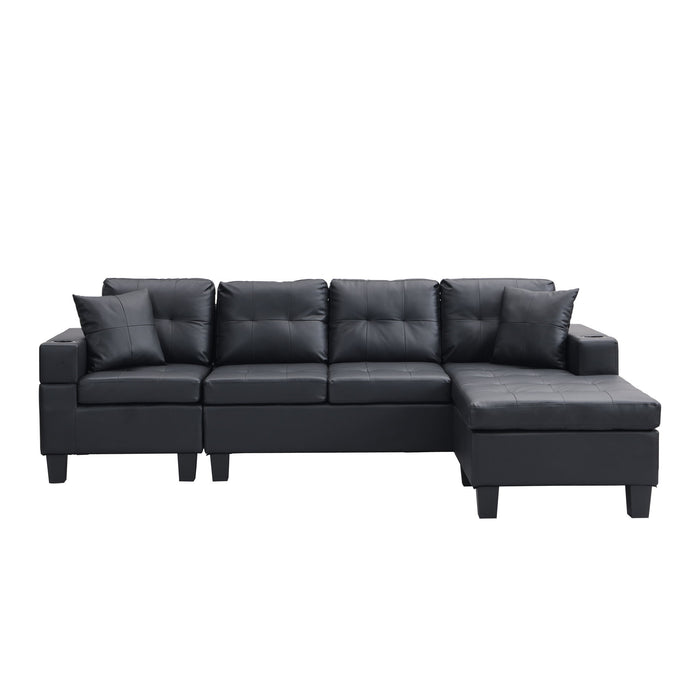 Modern Sectional Sofa Set With Chaise Lounge And Cup Holder