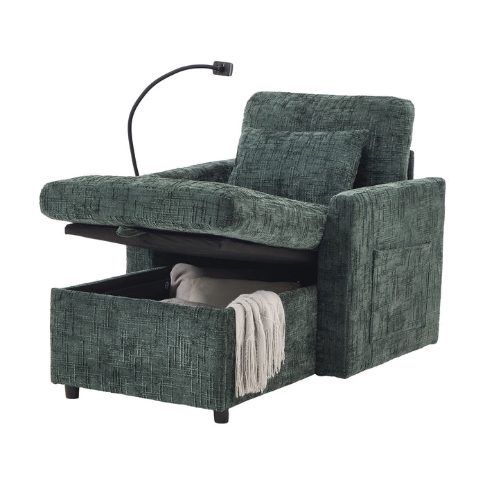 Multifunctional Chenille Recliner Sofa With Storage And Phone Bracket
