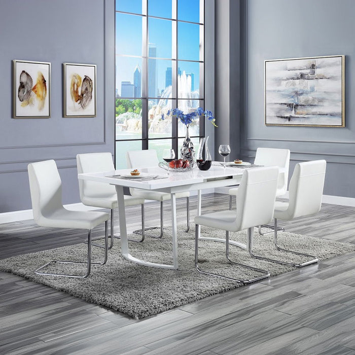 Palton - Side Chair Set of 2) - White Synthetic Leather & Chrome