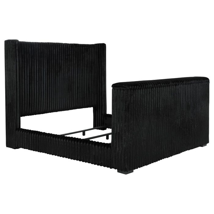 Centergrove Upholstered California King Wingback TV Bed Black
