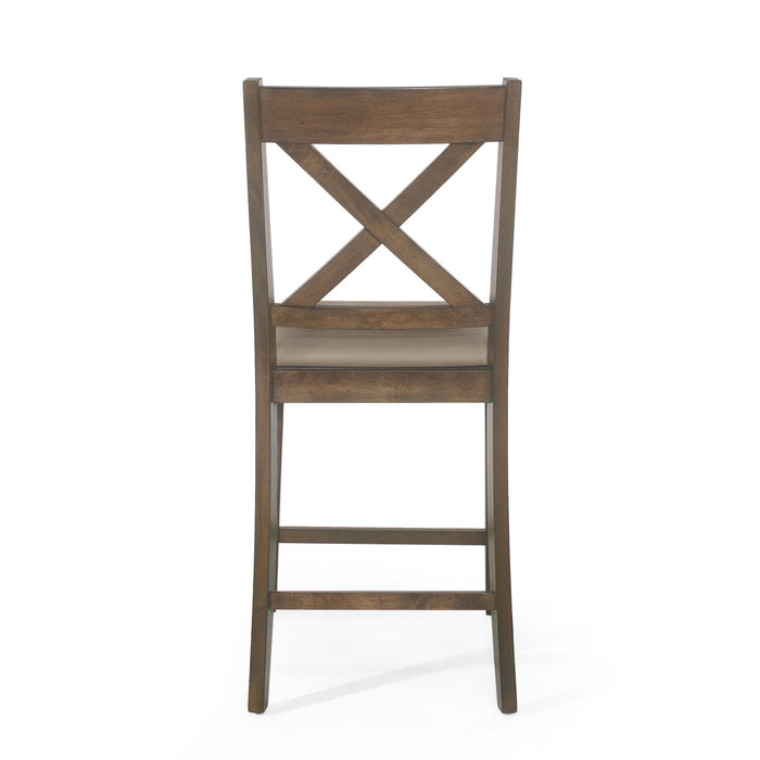 Farmhouse Style Counter Height Chair With Upholstered Seat