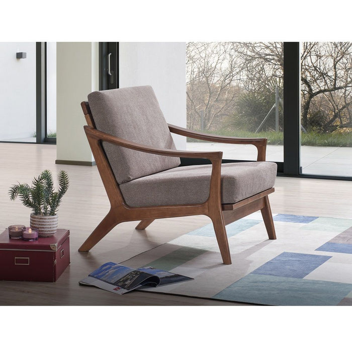 Lide - Accent Chair - Light Brown Fabric & Brown