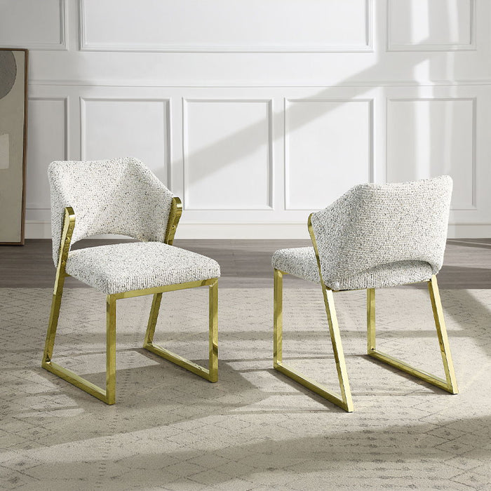 Galdesa - Side Chair (Set of 2) - Teddy Sherpa & Mirrored Gold