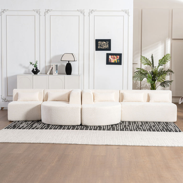 Upholstered Sofa Free Combined Sofa Couch With 2 Chaise Lounge And Five Back Pillows For Living Room