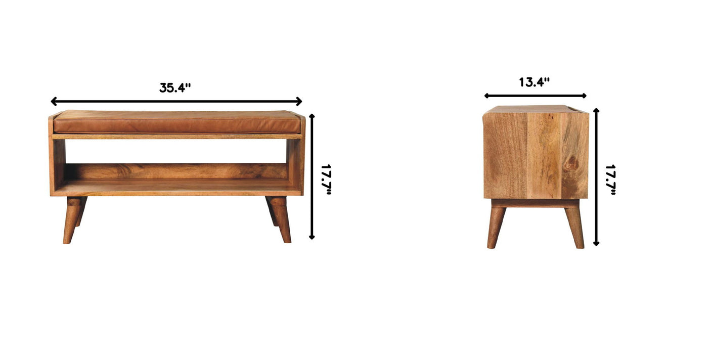 Solid Wood Bench With Upholstered Sea