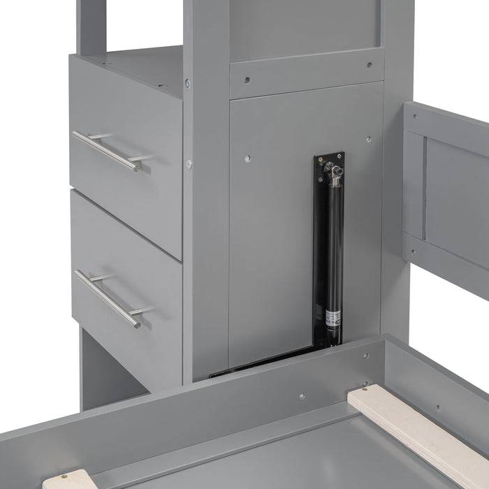 Murphy Wall Bed With Shelves, Drawers And LED Lights