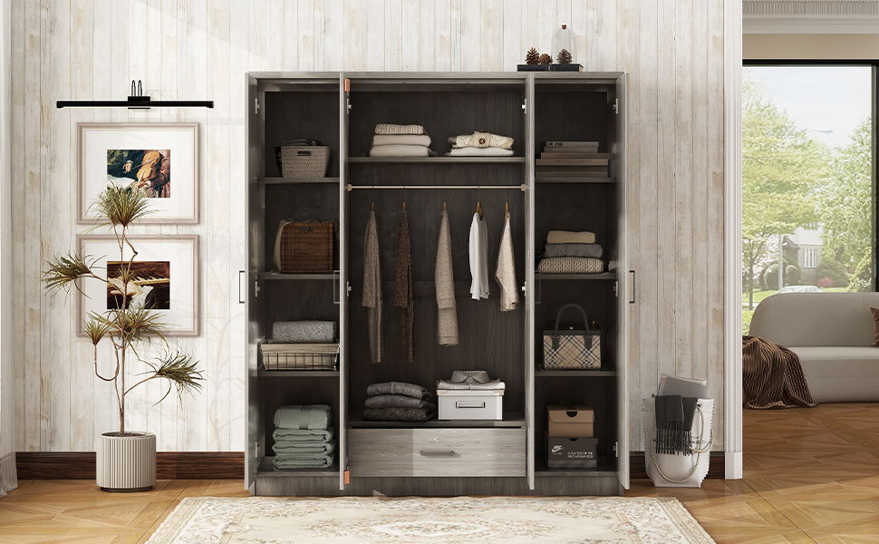 4 Door Wardrobe With 1 Drawer