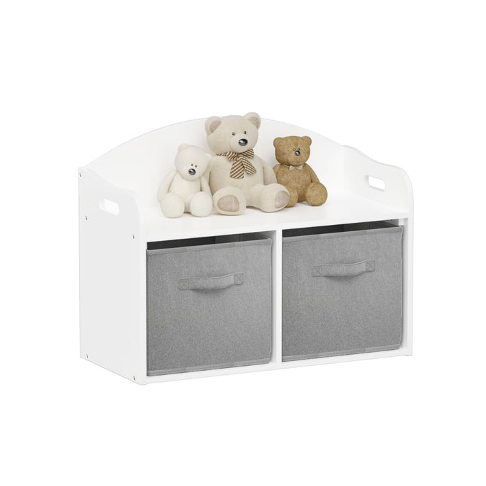 Toy Box Bench With Collapsible Drawers, Storage Cabinet Organizer - White