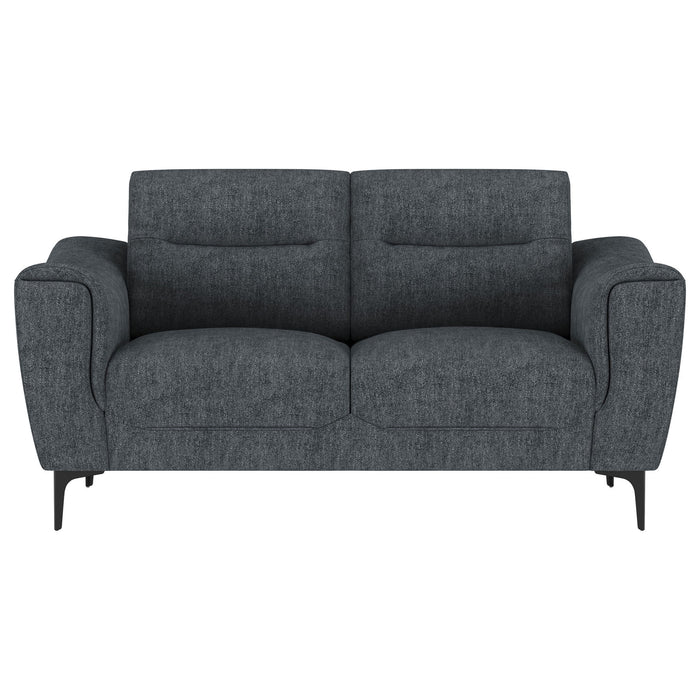 Oberle - Upholstered Sloped Track Arm Loveseat - Charcoal