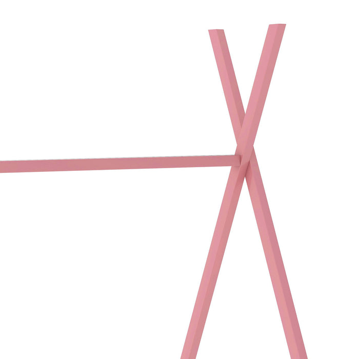 Metal House Platform Bed With Triangle Structure, Low Profile Design